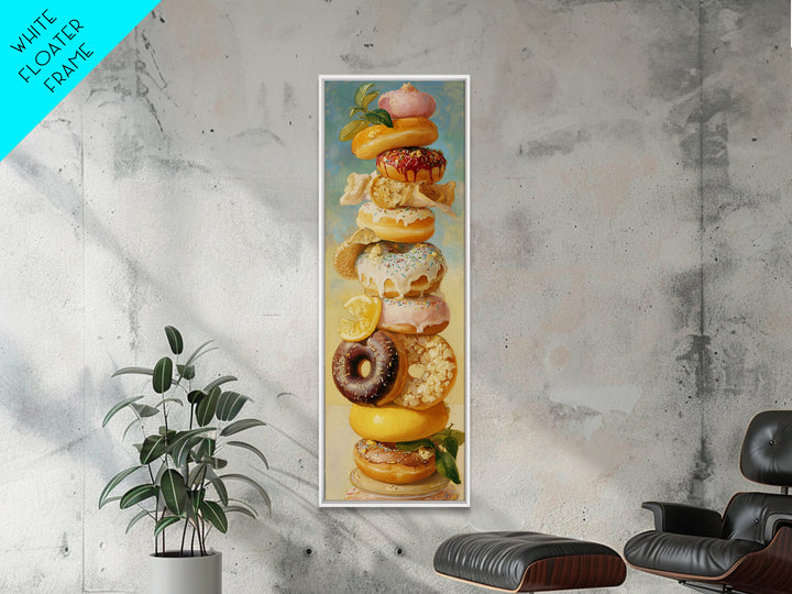 Whimsical Donut Assortment Framed Canvas Print, Bakery Art, Wall Art, Bakery Decor, Oil Painting, Patisserie, BAK-1x3-69