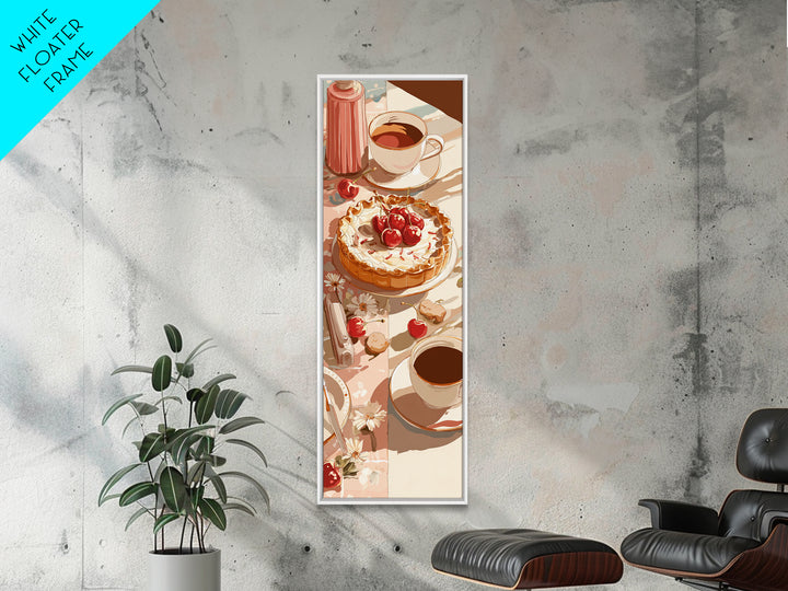 Retro Diner Pie Illustration Framed Canvas Print, Bakery Art, Watercolor Print, Bakery Decor, Oil Painting, Patisserie, BAK-1x3-76