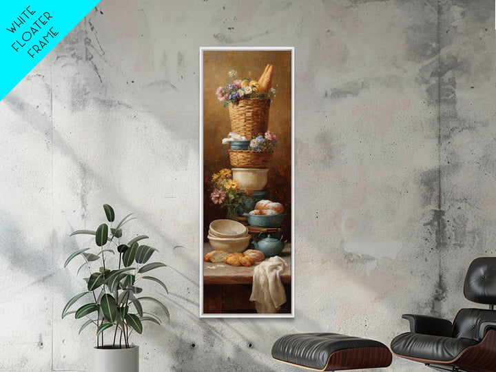 French Market Basket Filled Canvas Print, Bakery Art, Statement Artwork, Bakery Decor, Fine Art, Patisserie, Art Print, BAK-1x3-78