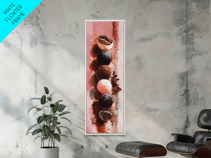 Chocolate Truffle Still Life Framed Canvas Print, Bakery Art, Fine Art, Bakery Decor, Patisserie, Textured Painting, BAK-1x3-79