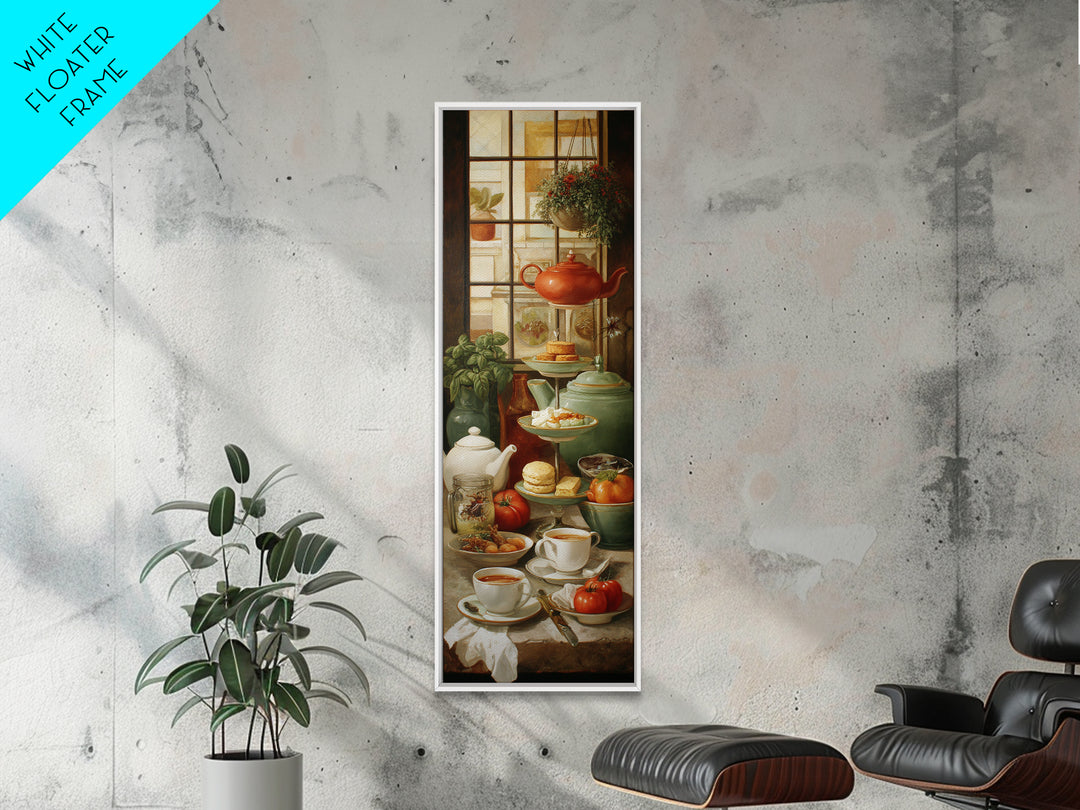Tea and Scone Arrangement Framed Canvas Print, Bakery Art, Neutral Wall Art, Bakery Decor, Patisserie, Statement Artwork, BAK-1x3-80