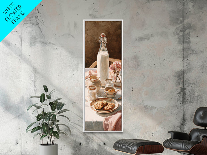 Milk Bottle and Cookies Nostalgic Still Life Canvas Print, Bakery Art, Boho Decor, Bakery Decor, Oil Painting, Patisserie, BAK-1x3-82
