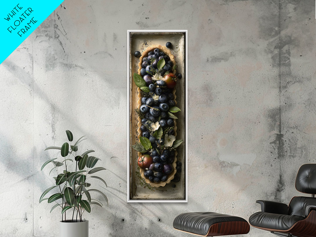 Blueberry Galette with Rustic Farmhouse Texture Framed Canvas Print, Bakery Art, Kids Art, Bakery Decor, Fine Art, Patisserie, BAK-1x3-83