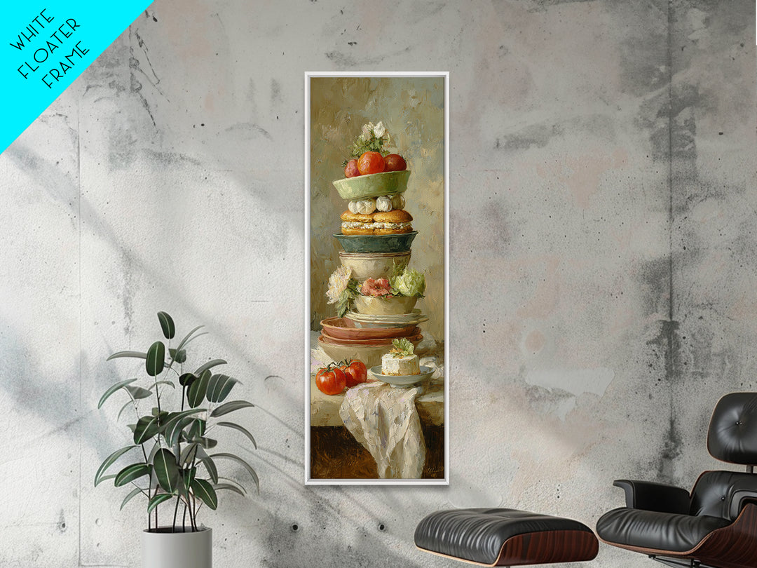 Painterly Eclair and Coffee Still Life Framed Canvas Print, Bakery Art, French Wall Art, Bakery Decor, Abstract Art, Patisserie, BAK-1x3-96