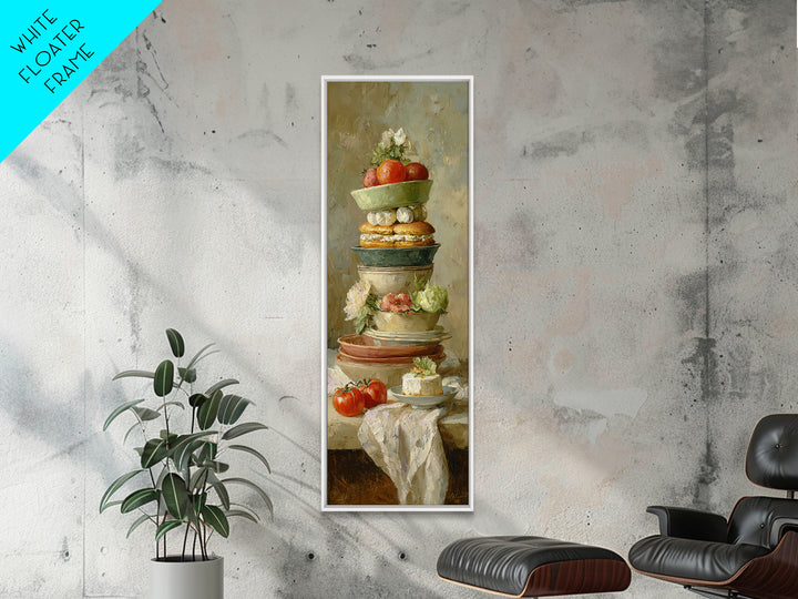 Painterly Eclair and Coffee Still Life Framed Canvas Print, Bakery Art, French Wall Art, Bakery Decor, Abstract Art, Patisserie, BAK-1x3-96