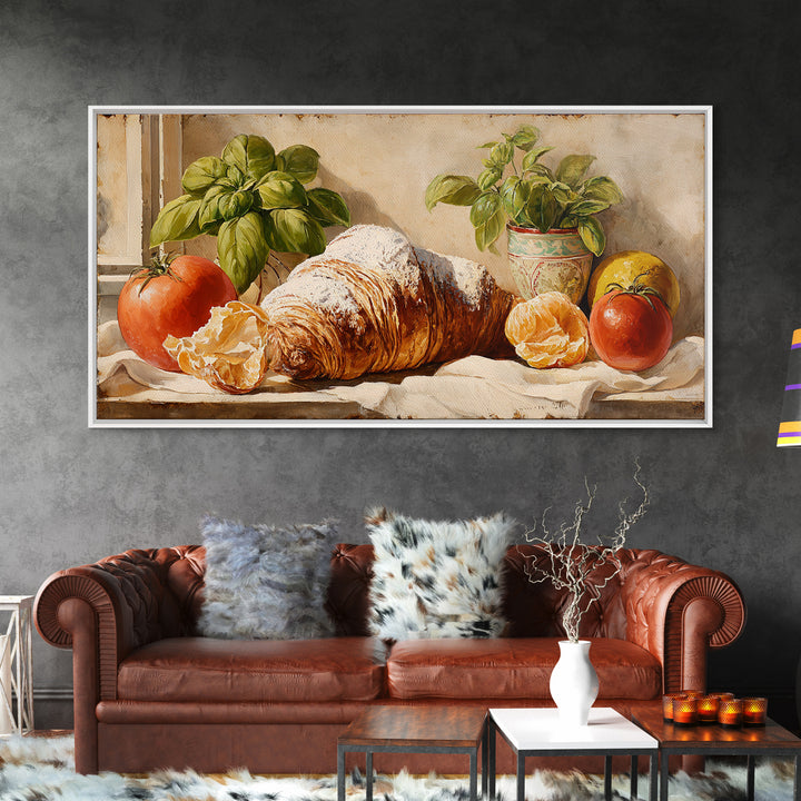 Almond Croissant Closeup Framed Canvas Print, Bakery Art, Kitchen Art Print, Bakery Decor, Fine Art, Patisserie, Modern Decor, BAK-2x1-11