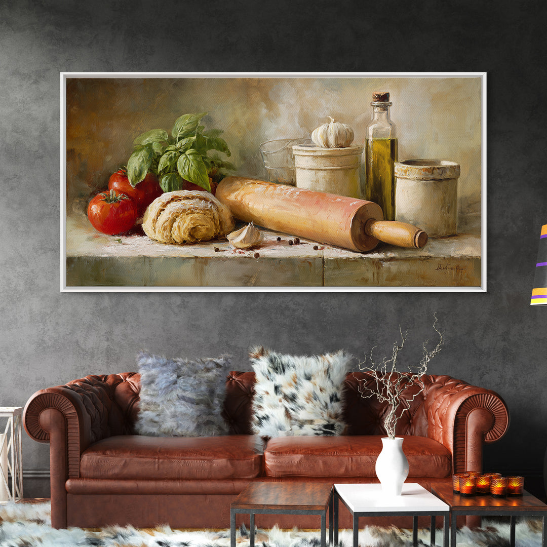 Patisserie Pattern of Rolling Pins and Pastries Canvas Print, Bakery Art, Kitchen Decor, Bakery Decor, Fine Art, Patisserie, BAK-2x1-17