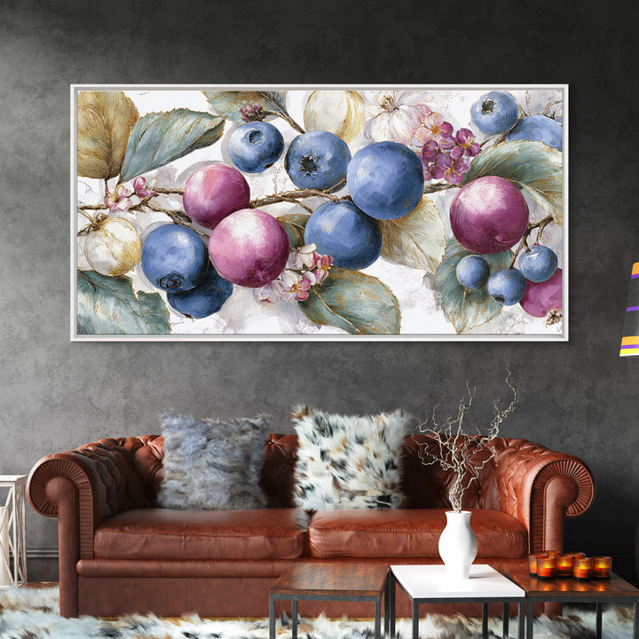 Blueberry Galette with Rustic Farmhouse Texture Framed Canvas Print, Bakery Art, Kids Art, Bakery Decor, Fine Art, Patisserie, BAK-2x1-19