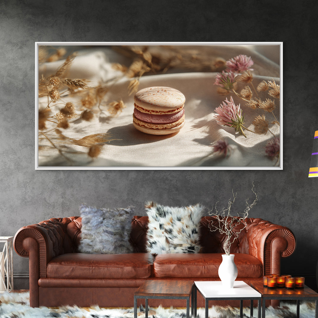 Single Perfect Macaron Tower Framed Canvas Print, Bakery Art, Printable Art, Bakery Decor, Watercolor Art, Patisserie, BAK-2x1-23
