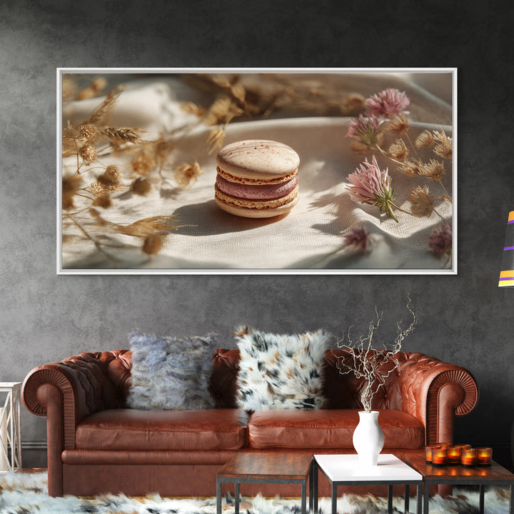 Single Perfect Macaron Tower Framed Canvas Print, Bakery Art, Printable Art, Bakery Decor, Watercolor Art, Patisserie, BAK-2x1-23