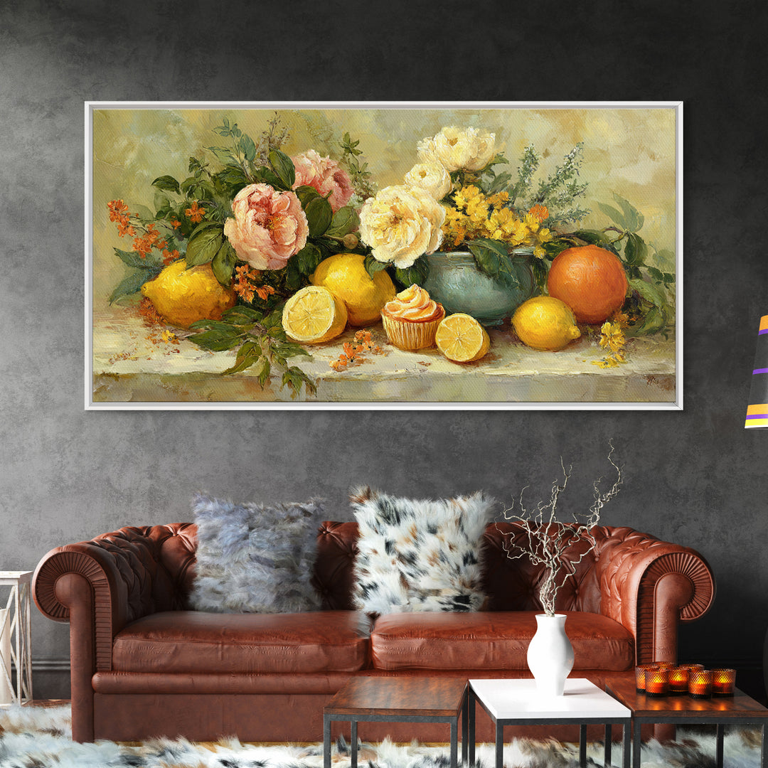 Cupcake Bouquet Painted Framed Canvas Print, Bakery Art, Kitchen Wall Decor, Bakery Decor, Patisserie, Whimsical Wall Art, BAK-2x1-3