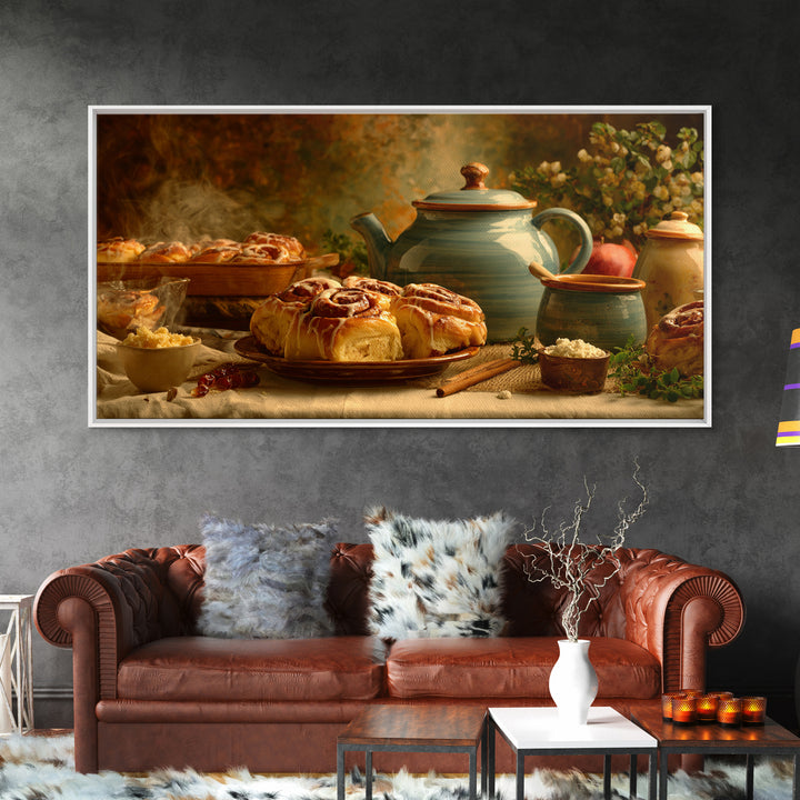 Cinnamon Rolls in a Warm Country Kitchen Canvas Print, Bakery Art, Watercolor Painting, Bakery Decor, Fine Art, Patisserie, BAK-2x1-31