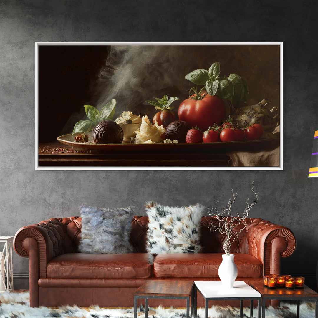 Chocolate Truffle Still Life Canvas Print, Bakery Art, Kitchen Wall Art, Bakery Decor, Oil Painting, Patisserie, BAK-2x1-39