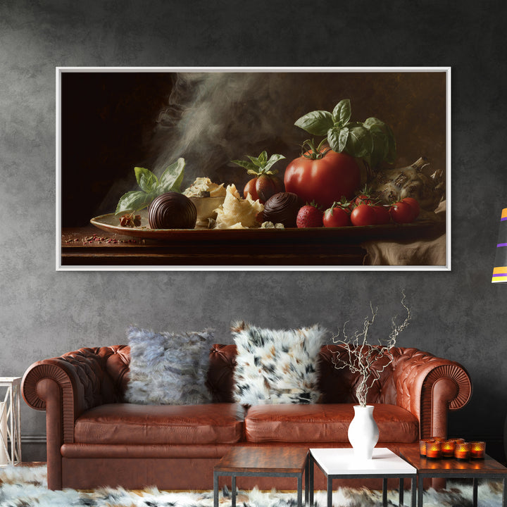 Chocolate Truffle Still Life Canvas Print, Bakery Art, Kitchen Wall Art, Bakery Decor, Oil Painting, Patisserie, BAK-2x1-39