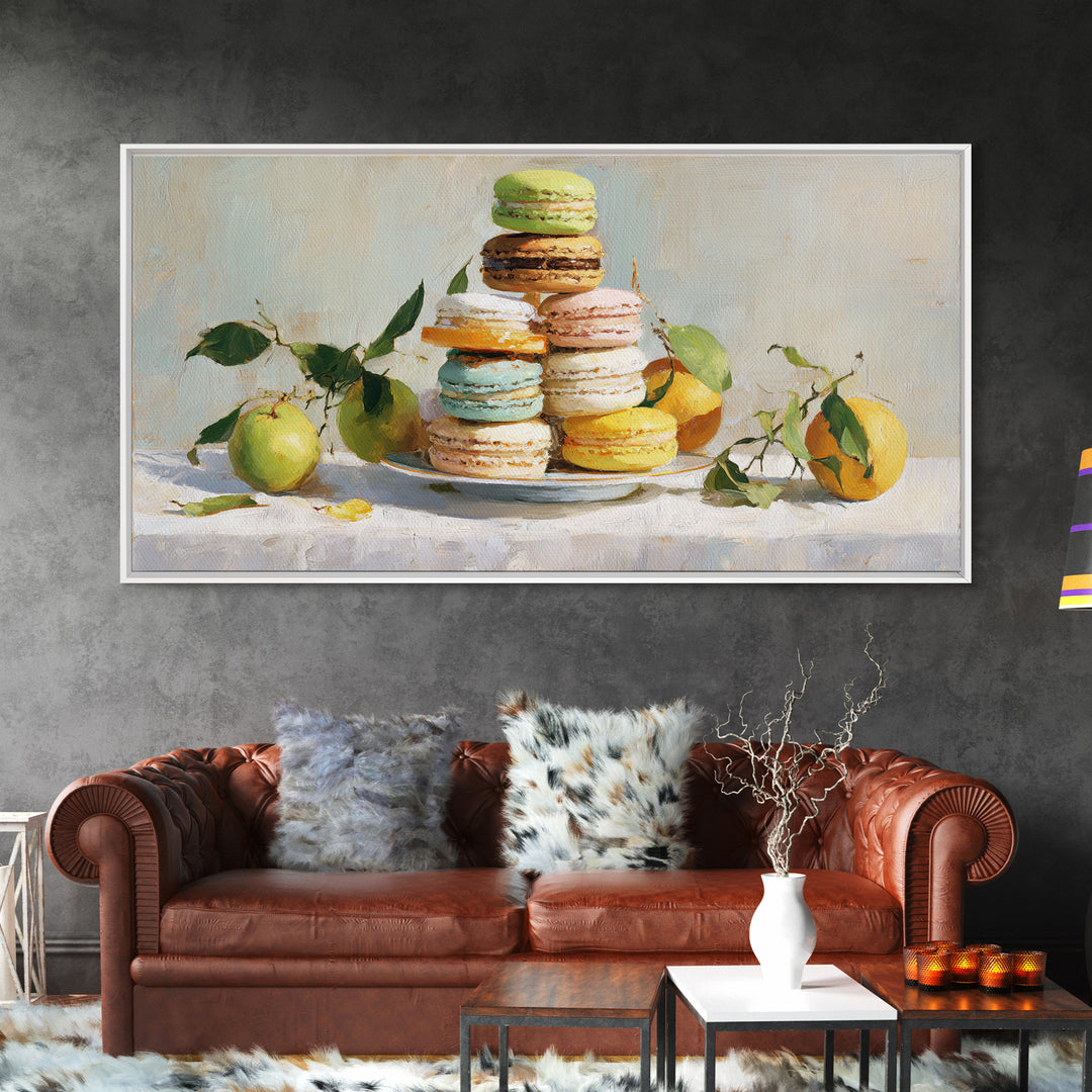 Single Perfect Macaron Tower Canvas Print, Bakery Art, Kitchen Prints, Bakery Decor, Oil Painting, Patisserie, Fine Art, BAK-2x1-47