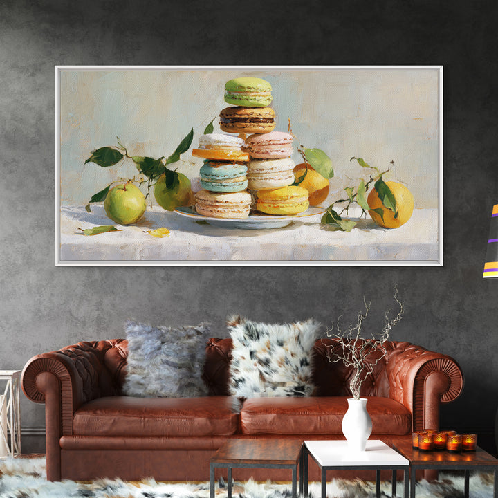 Single Perfect Macaron Tower Canvas Print, Bakery Art, Kitchen Prints, Bakery Decor, Oil Painting, Patisserie, Fine Art, BAK-2x1-47