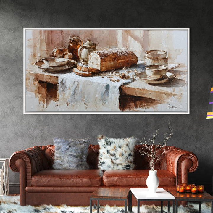 Rustic Loaf of Bread Canvas Print, Bakery Art, Art Print, Bakery Decor, Fine Art, Patisserie, Kitchen Print, Coffee Wall Art, BAK-2x1-48