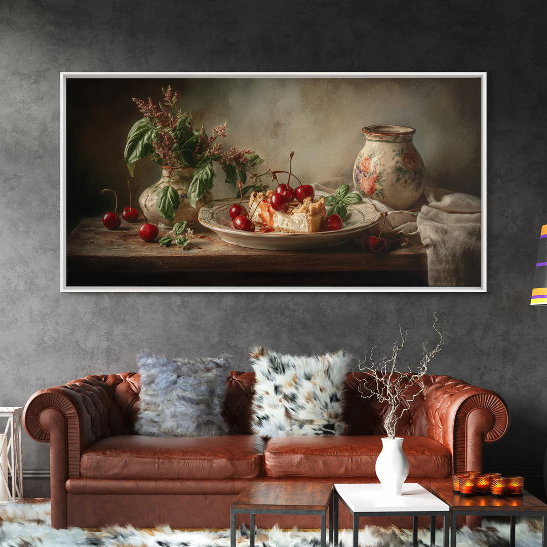 Cherry Tart Still Life Canvas Print, Bakery Art, Watercolor Art, Bakery Decor, Fine Art, Patisserie, French Wall Art, BAK-2x1-49