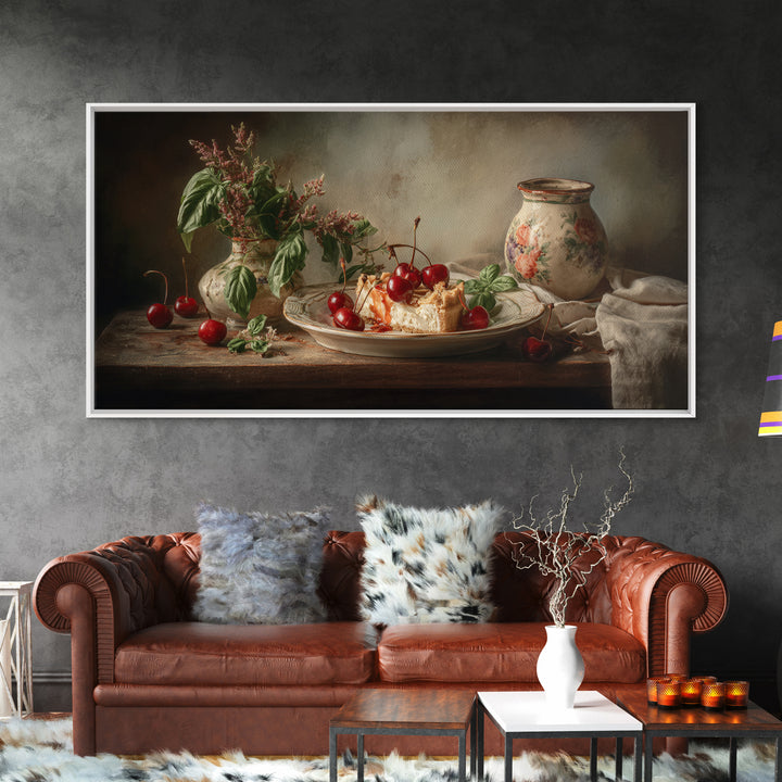 Cherry Tart Still Life Canvas Print, Bakery Art, Watercolor Art, Bakery Decor, Fine Art, Patisserie, French Wall Art, BAK-2x1-49