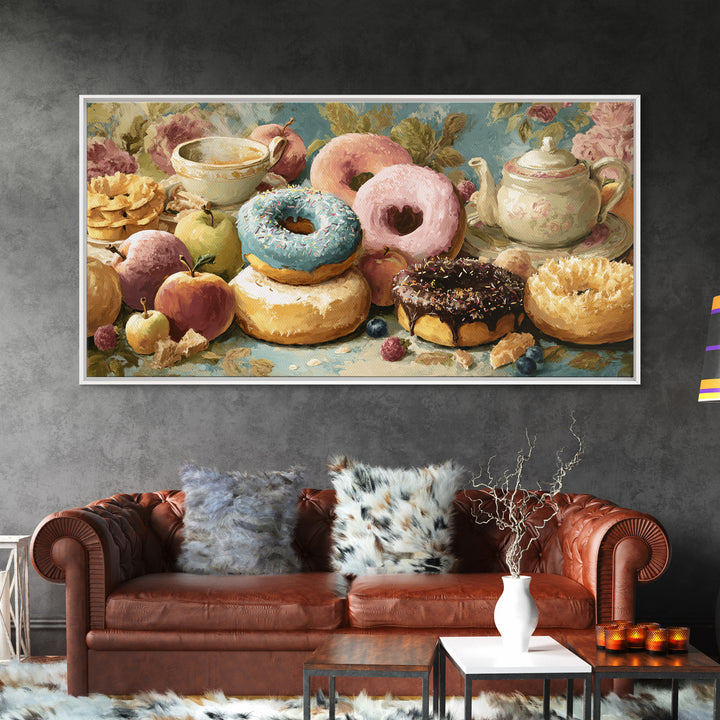 Whimsical Donut Assortment Canvas Print, Bakery Art, Kitchen Prints, Bakery Decor, Oil Painting, Patisserie, Fine Art, BAK-2x1-53
