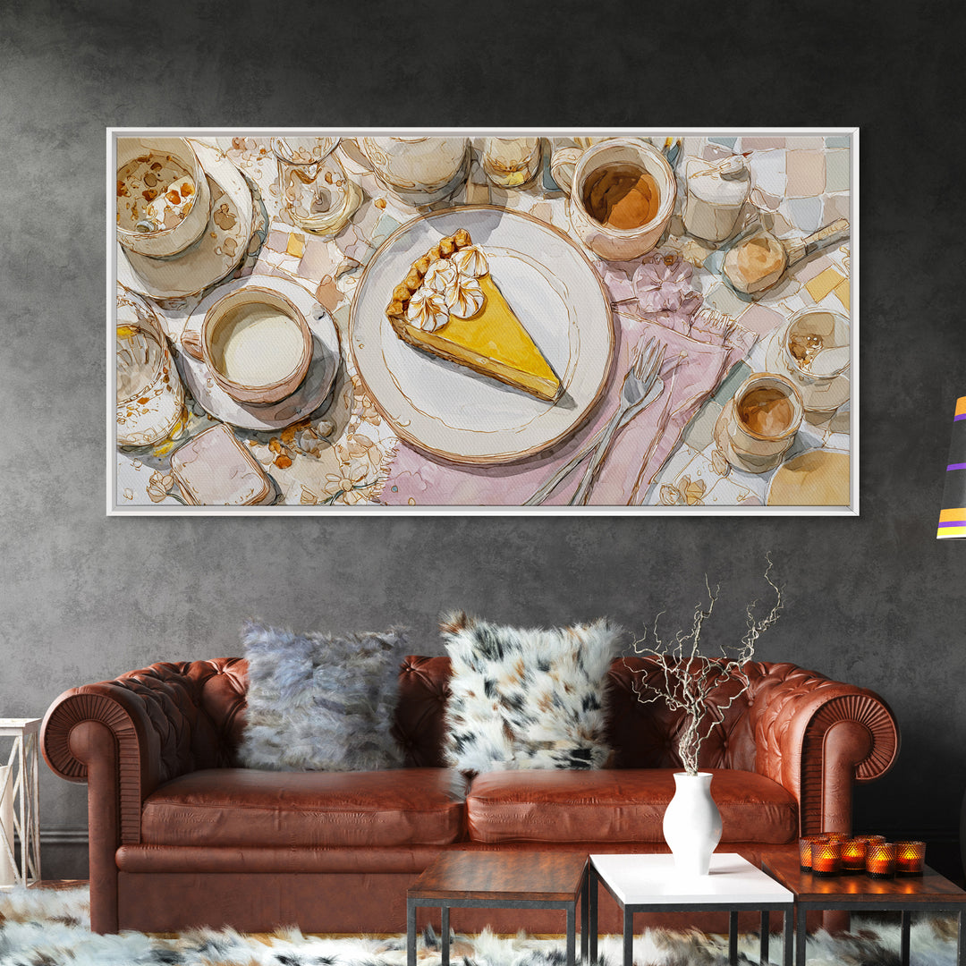 Lemon Meringue Pie Slice Canvas Print, Bakery Art, Art Print, Bakery Decor, Patisserie, Kitchen Print, Coffee Wall Art, BAK-2x1-54