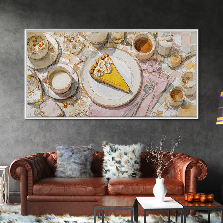 Lemon Meringue Pie Slice Canvas Print, Bakery Art, Art Print, Bakery Decor, Patisserie, Kitchen Print, Coffee Wall Art, BAK-2x1-54