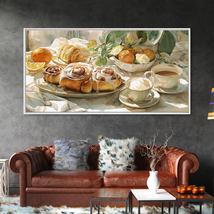 Cinnamon Rolls in a Warm Country Kitchen Framed Canvas Print, Bakery Art, Printable Wall Art, Bakery Decor, Patisserie, BAK-2x1-7