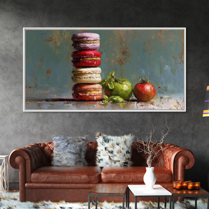 Single Perfect Macaron Tower Canvas Print, Bakery Art, French Wall Art, Bakery Decor, Abstract Art, Patisserie, Room Decor, BAK-2x1-71