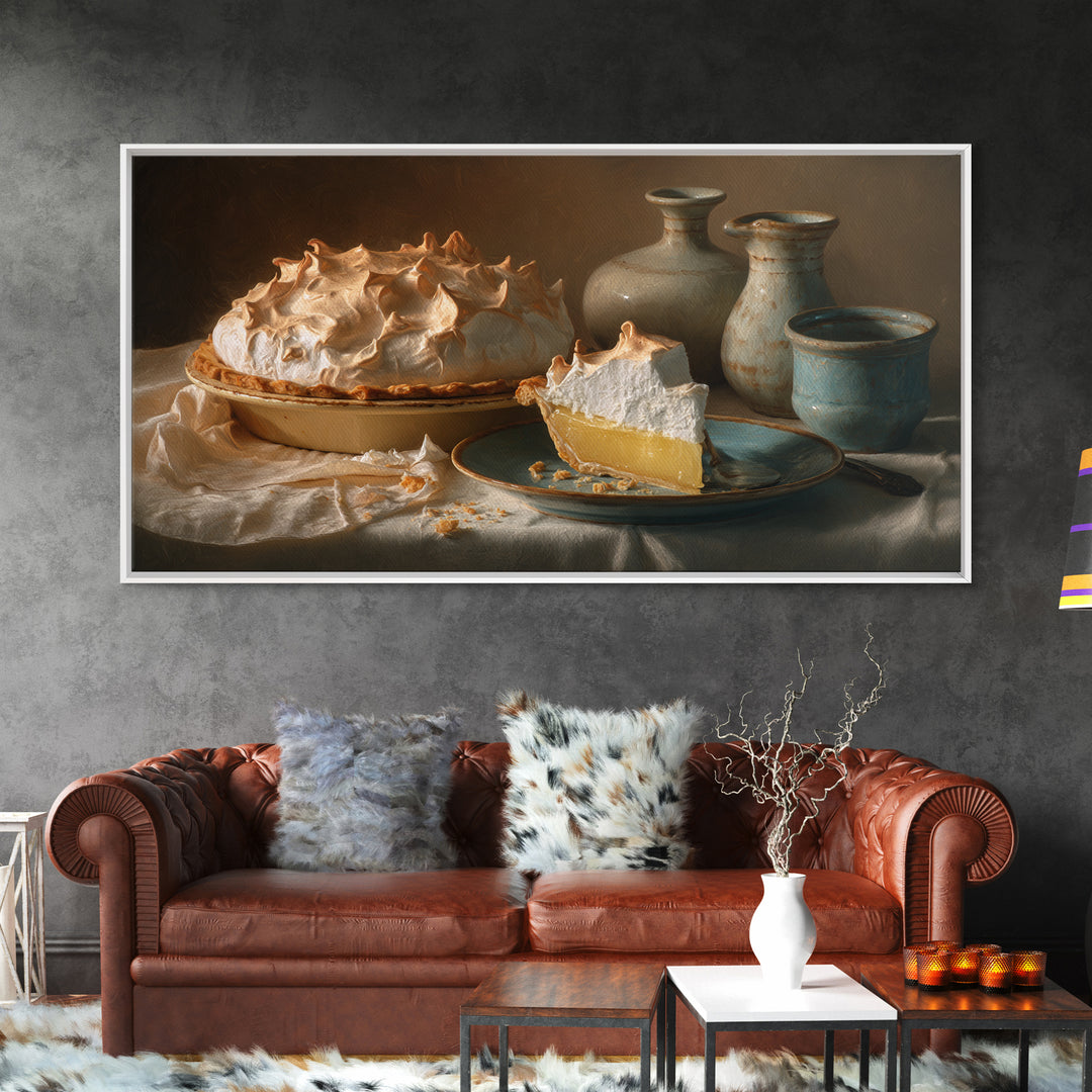 Lemon Meringue Pie Slice Canvas Print, Bakery Art, Art Print, Bakery Decor, Patisserie, Kitchen Print, Coffee Wall Art, BAK-2x1-78