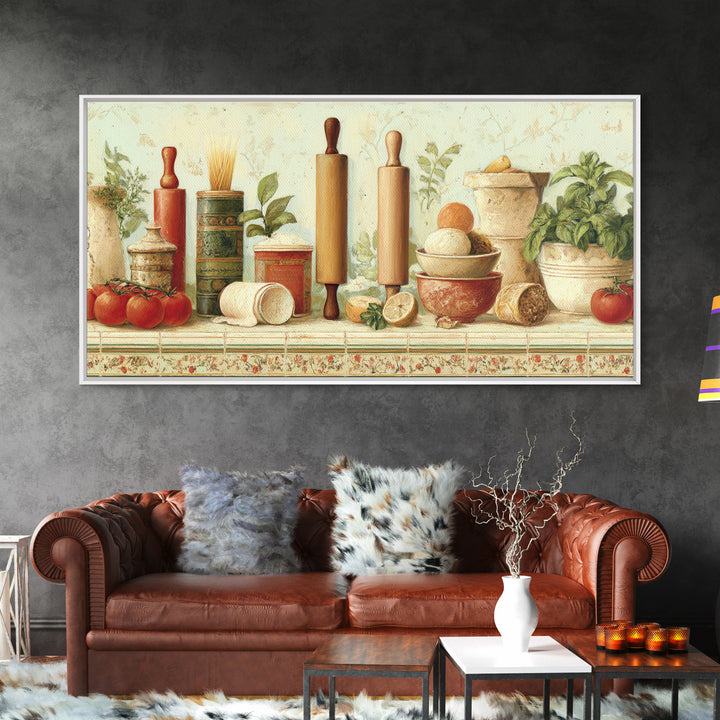 Patisserie Pattern of Rolling Pins and Pastries Canvas Print, Bakery Art, Coffee Wall Art, Bakery Decor, Fine Art, Patisserie, BAK-2x1-89
