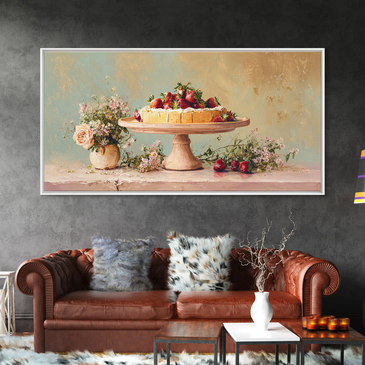 Pastel Cake Stand Framed Canvas Print, Bakery Art, Art Print, Bakery Decor, Patisserie, Kitchen Print, Coffee Wall Art, BAK-2x1-9