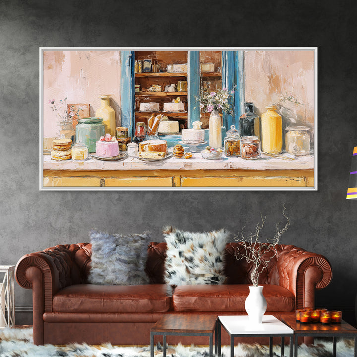 French Patisserie Window Display of Pastel Pastries Canvas Print, Bakery Art, Digital Print, Bakery Decor, Fine Art, Patisserie, BAK-2x1-94