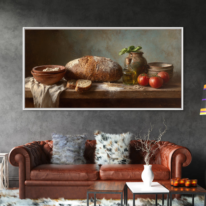 Rustic Loaf of Bread Framed Canvas Print, Bakery Art, Watercolor Print, Bakery Decor, Oil Painting, Patisserie, Fine Art Print, BAK-2x1-96