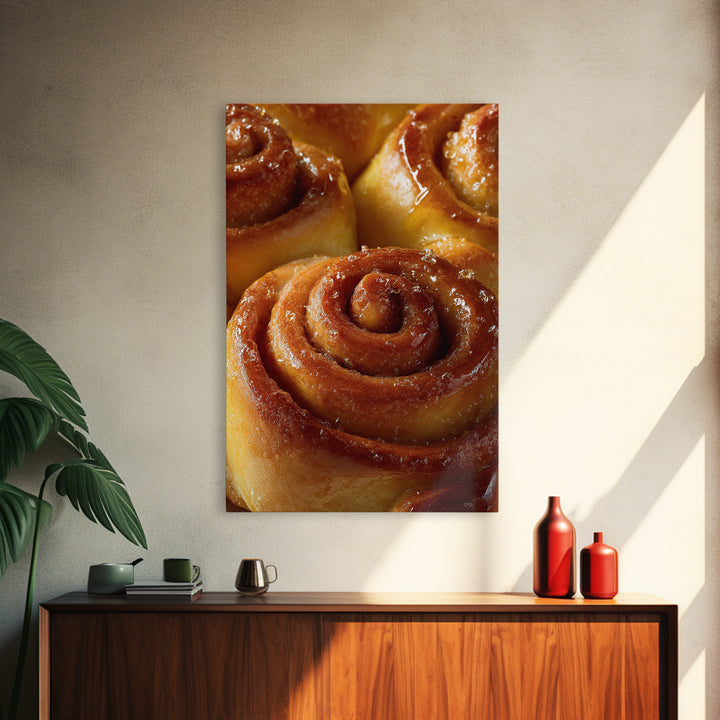 Cinnamon Rolls in a Warm Country Kitchen Framed Canvas Print, Bakery Art, Contemporary Art, Bakery Decor, Fine Art, Patisserie, BAK-2x3-19