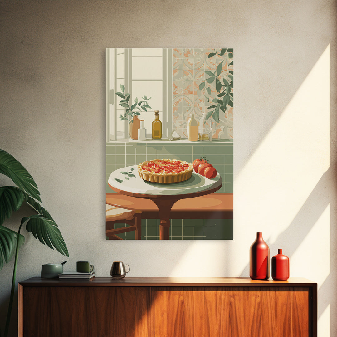 Retro Diner Pie Illustration Framed Canvas Print, Bakery Art, Modern Decor, Bakery Decor, Fine Art, Patisserie, Wall Decor, BAK-2x3-24