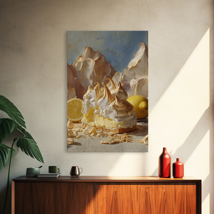 Lemon Meringue Pie Slice Canvas Print, Bakery Art, Kitchen Wall Art, Bakery Decor, Oil Painting, Patisserie, BAK-2x3-66
