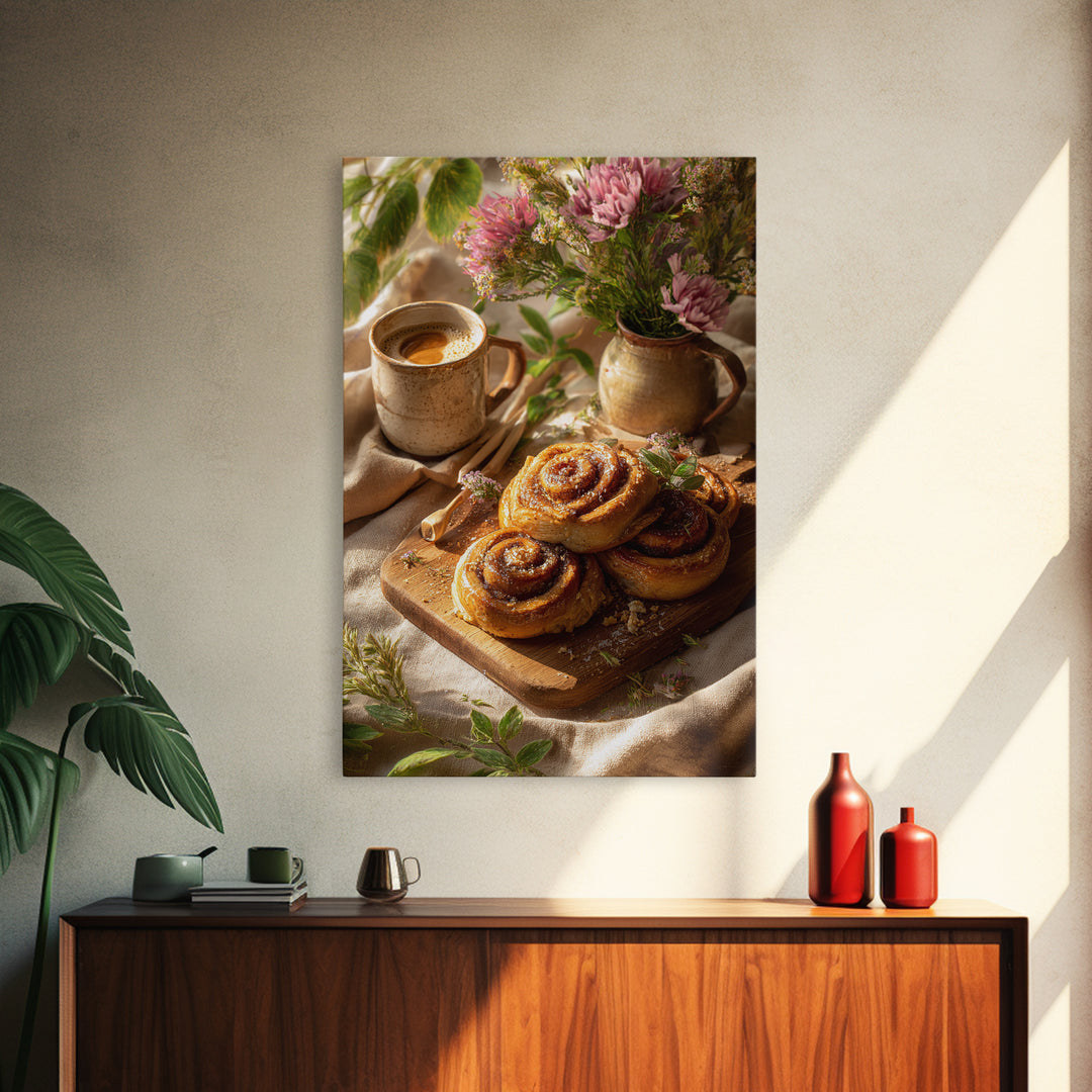 Cinnamon Rolls in a Warm Country Kitchen Canvas Print, Bakery Art, Kitchen Print, Bakery Decor, Fine Art, Patisserie, BAK-2x3-67