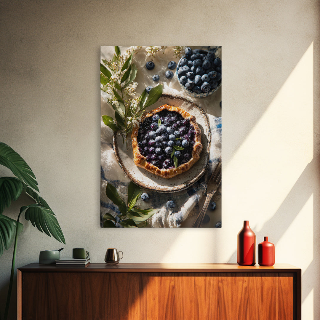 Blueberry Galette with Rustic Farmhouse Texture Canvas Print, Bakery Art, Fine Art Print, Bakery Decor, Fine Art, Patisserie, BAK-2x3-7