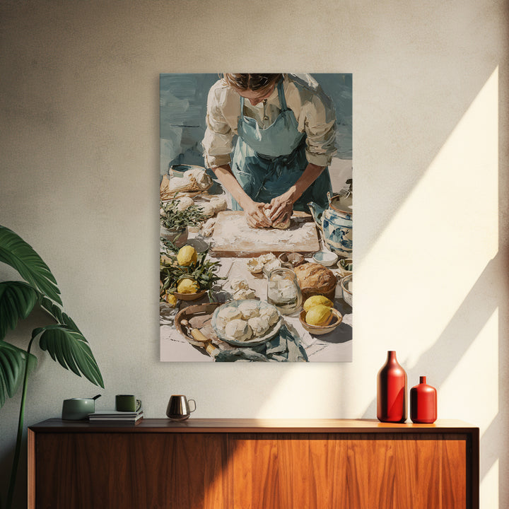 Baker Hands Shaping Dough Framed Canvas Print, Bakery Art, Digital Download Art, Bakery Decor, Patisserie, Neutral Decor, BAK-2x3-73