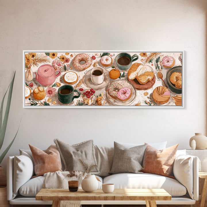 Whimsical Donut Assortment Framed Canvas Print, Bakery Art, Kitchen Art Print, Bakery Decor, Fine Art, Patisserie, Modern Decor, BAK-3x1-1