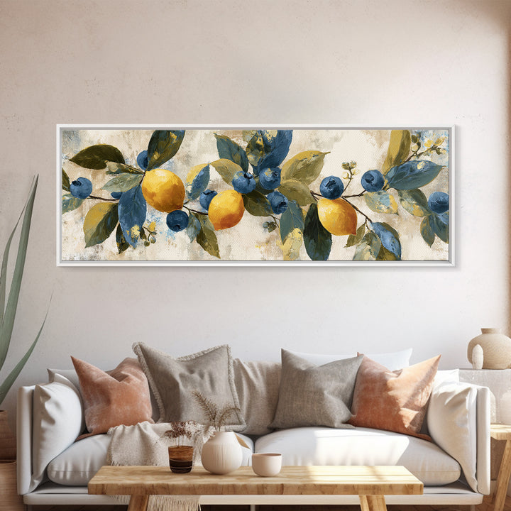 Blueberry Galette with Rustic Farmhouse Texture Framed Canvas Print, Bakery Art, Gallery Decor, Bakery Decor, Patisserie, BAK-3x1-15