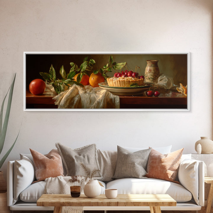 Cherry Tart Still Life Canvas Print, Bakery Art, Whimsical Wall Art, Bakery Decor, Fine Art, Patisserie, Luxury Decor, BAK-3x1-21