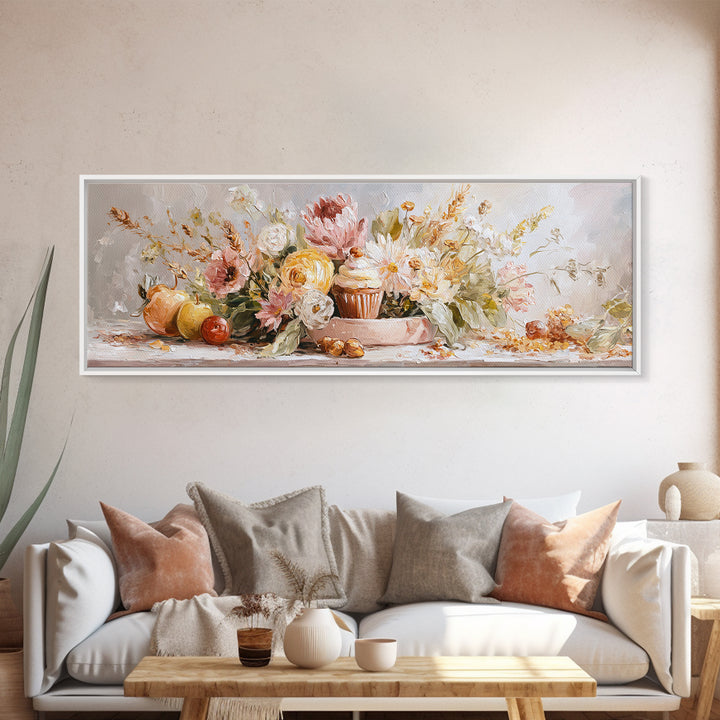 Cupcake Bouquet Painted Framed Canvas Print, Bakery Art, Room Decor, Bakery Decor, Fine Art, Patisserie, Digital Print, BAK-3x1-23