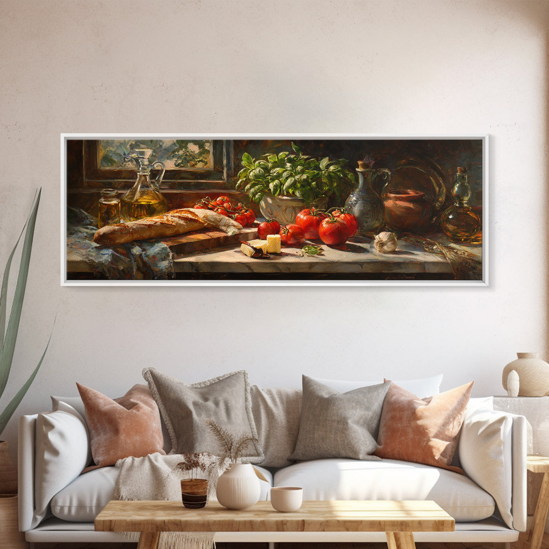 Baguette and Butter Still Life on Marble Canvas Print, Bakery Art, Kids Art, Bakery Decor, Fine Art, Patisserie, BAK-3x1-24