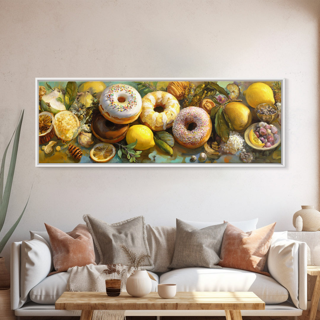 Whimsical Donut Assortment Canvas Print, Bakery Art, French Wall Art, Bakery Decor, Abstract Art, Patisserie, Room Decor, BAK-3x1-25
