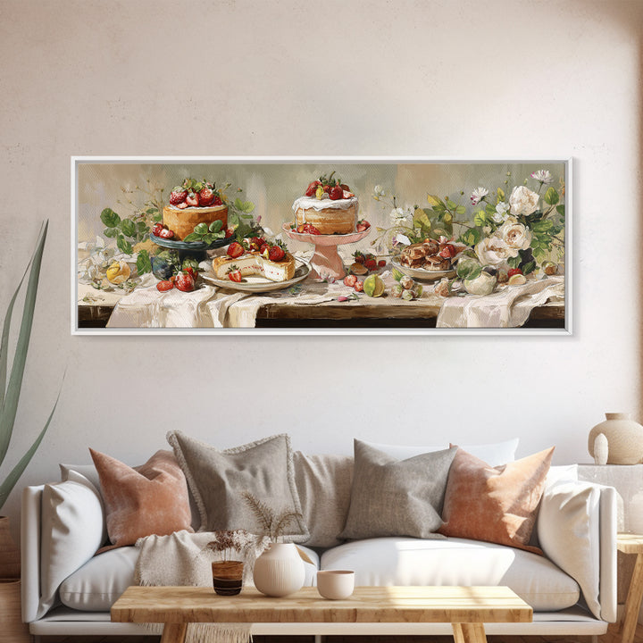 Pastel Cake Stand Canvas Print, Bakery Art, Watercolor Print, Bakery Decor, Oil Painting, Patisserie, Fine Art Print, BAK-3x1-29