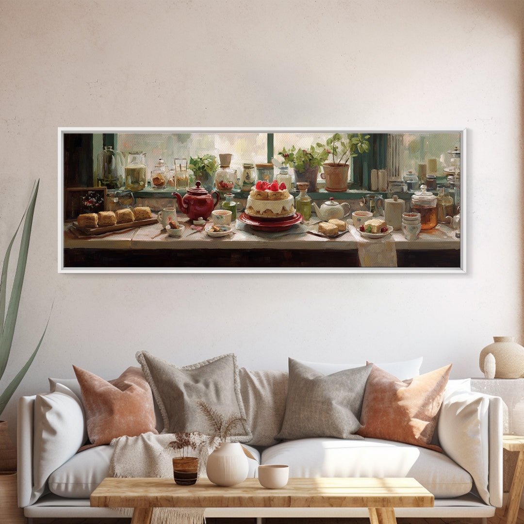 Tea and Scone Arrangement Canvas Print, Bakery Art, Gallery Decor, Bakery Decor, Fine Art, Patisserie, Wall Art, Home Decor, BAK-3x1-36
