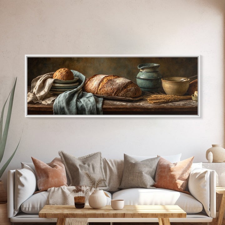 Rustic Loaf of Bread Framed Canvas Print, Bakery Art, Modern Decor, Bakery Decor, Fine Art, Patisserie, Wall Decor, Art Print, BAK-3x1-44