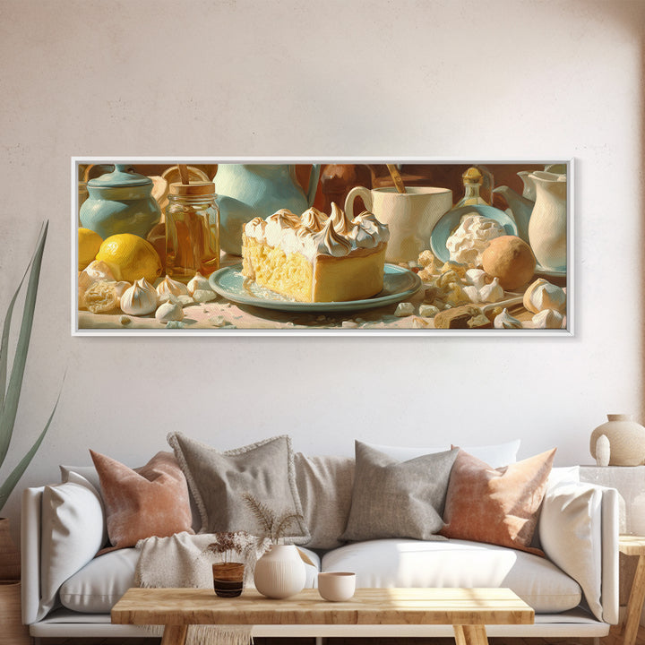 Lemon Meringue Pie Slice Canvas Print, Bakery Art, Food Art, Bakery Decor, Watercolor Art, Patisserie, Kids Art, BAK-3x1-50
