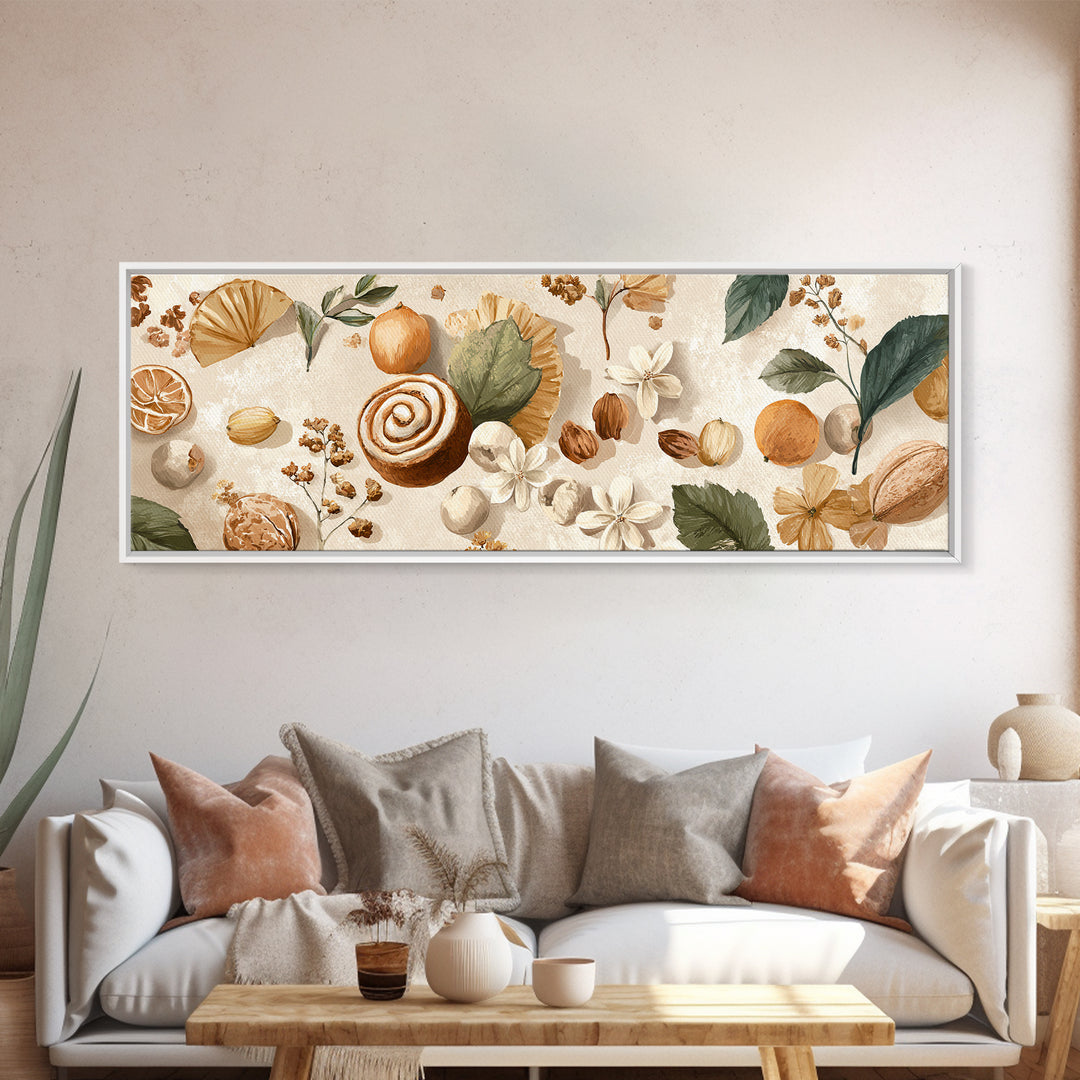 Cinnamon Rolls in a Warm Country Kitchen Framed Canvas Print, Bakery Art, Digital Print, Bakery Decor, Fine Art, Patisserie, BAK-3x1-51